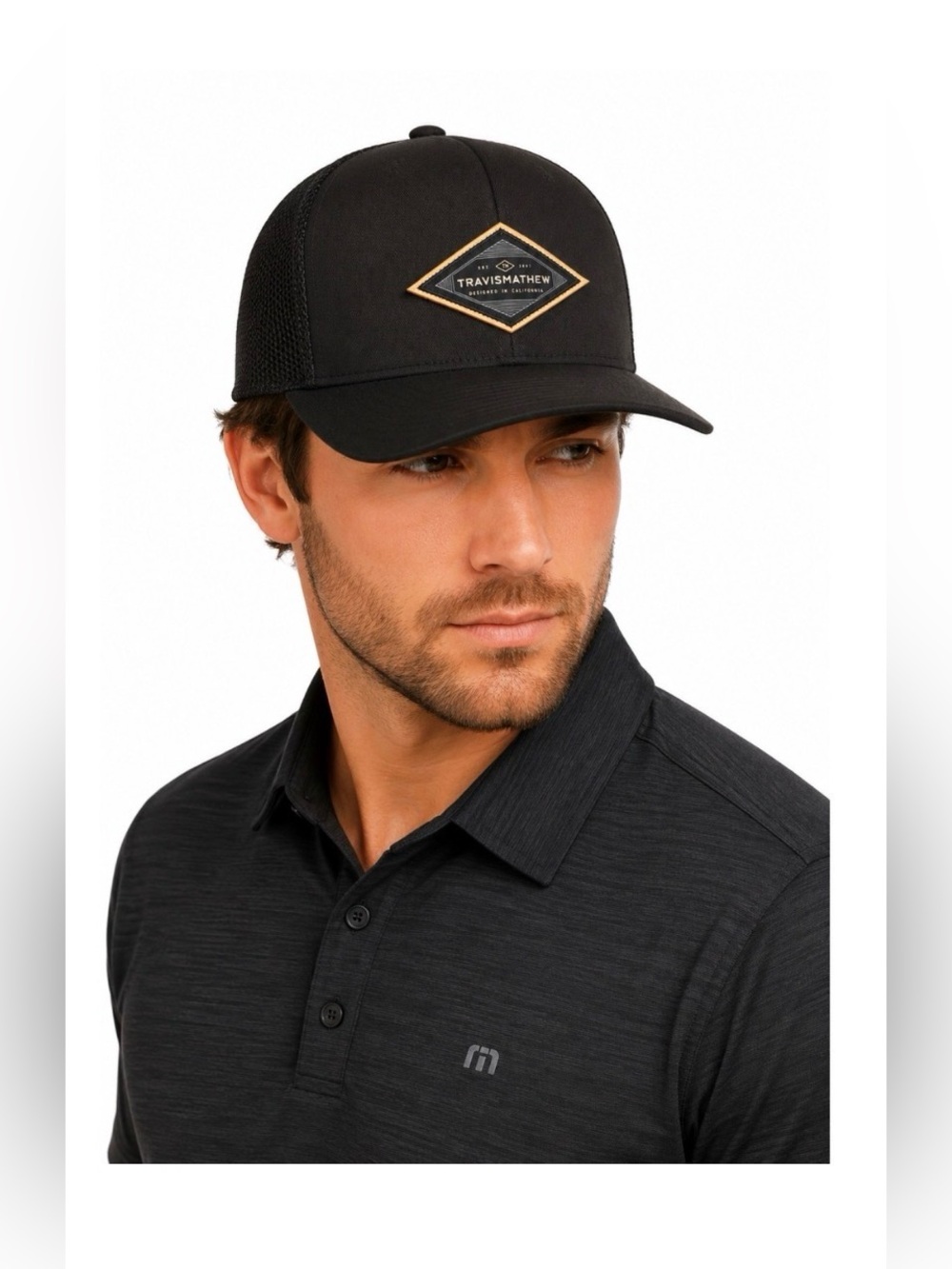 TRAVIS MATHEW Black Logo Fitted Hat